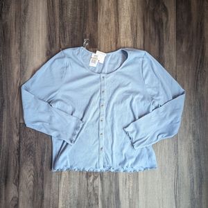 3X Blue Button Down Long Sleeve Shirt from Rebellious One